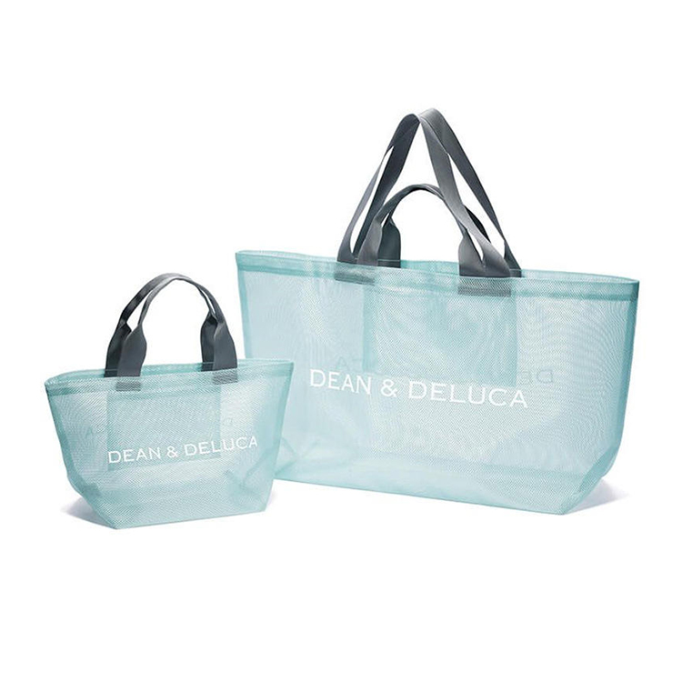 plastic mesh beach tote-blue