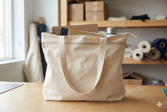 Nylon Zipper Canvas Tote Bags