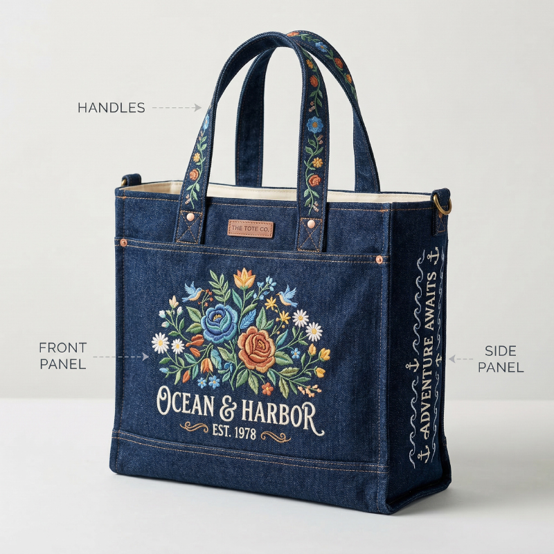 Embroidery-on-multiple-tote-areas