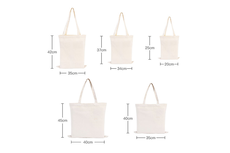 Various sizes for Plain Canvas Tote Bag