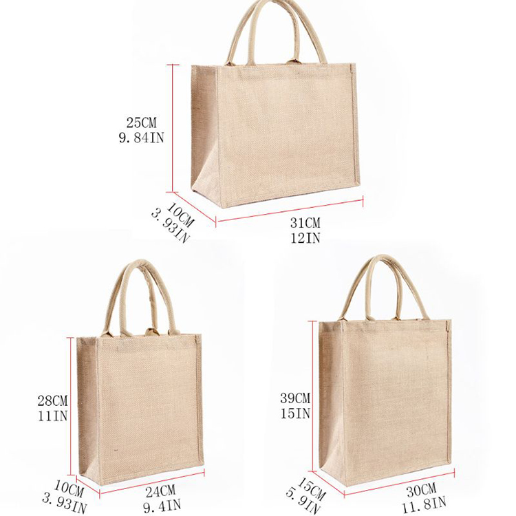 personalized jute tote bags_size