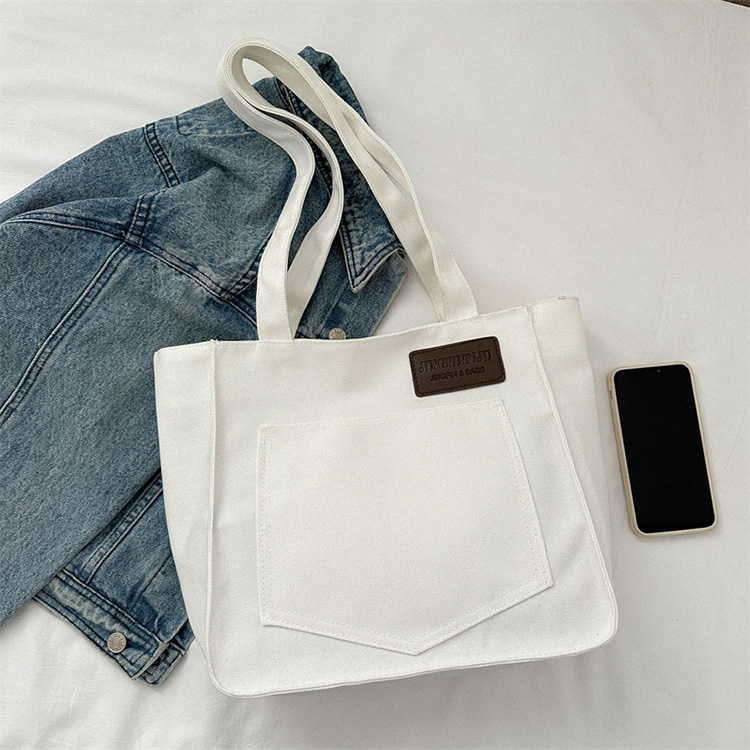 Canvas Tote Bag With Zipper And Pockets