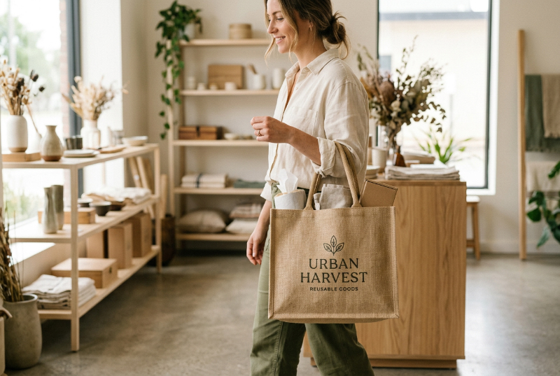 Jute-tote-bag-used-as-retail-shopping-packaging