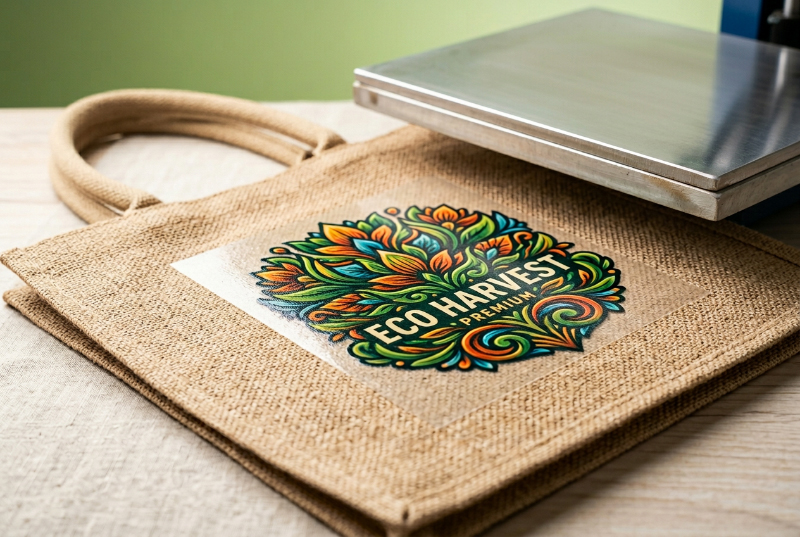 Jute-tote-fabric-with-heat-transfer-print-layer-detail
