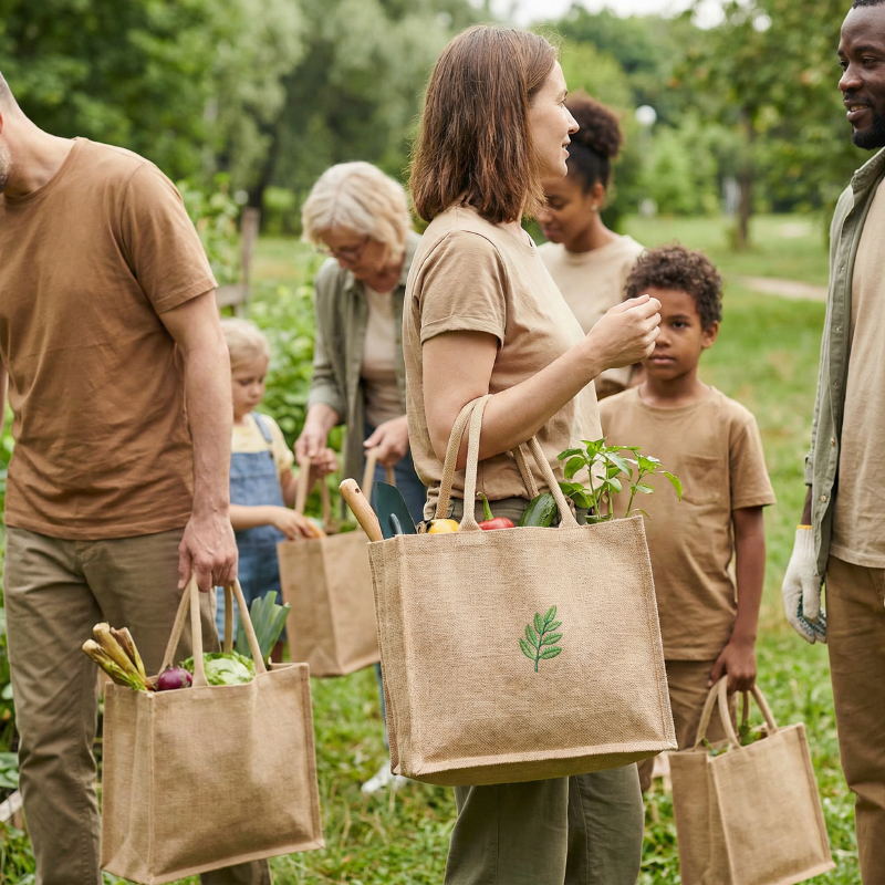 Biodegradable-jute-tote-bags-used-at-eco-community-event