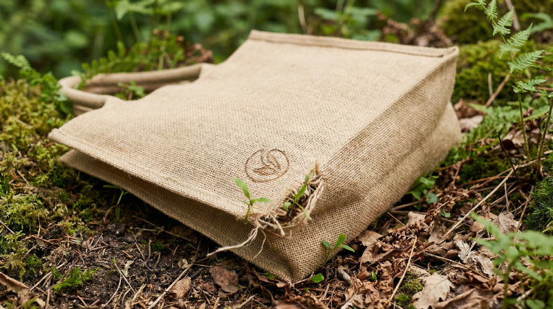 Eco-friendly-jute-tote-bag-in-natural-outdoor-setting