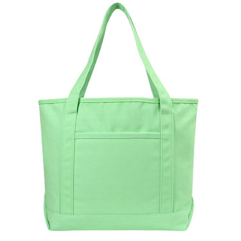 Canvas Tote Bag With Zipper-Green