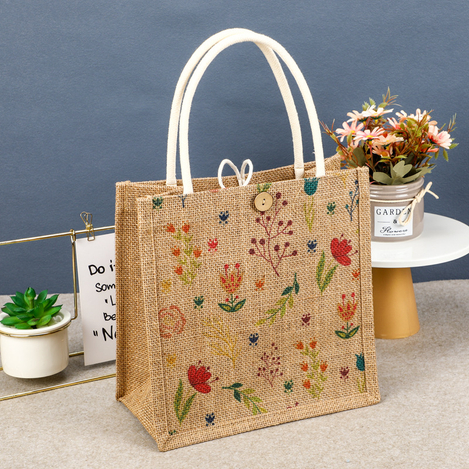 personalised jute shopping bags - small flower