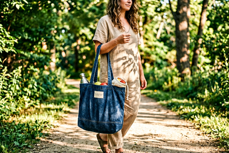 Eco-denim-tote-bag-sustainable-reuse-lifestyle