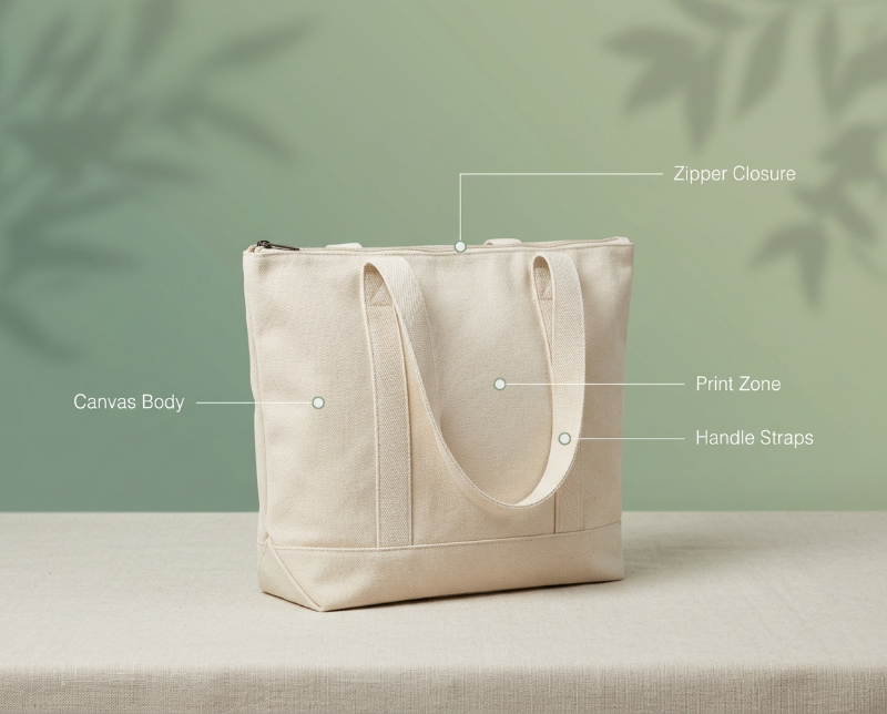 Custom-canvas-tote-bag-OEM-modular-customization-diagram