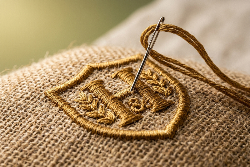 Jute-embroidery-logo-close-up-detail