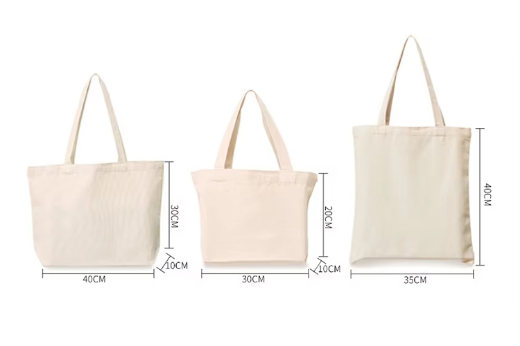 Canvas Zipper Tote Bag Size