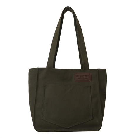 Canvas Tote Bag with zipper and pockets-Green