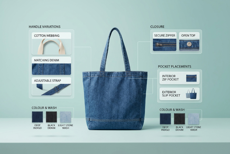 Denim-tote-bag-OEM-customization-configuration-layout