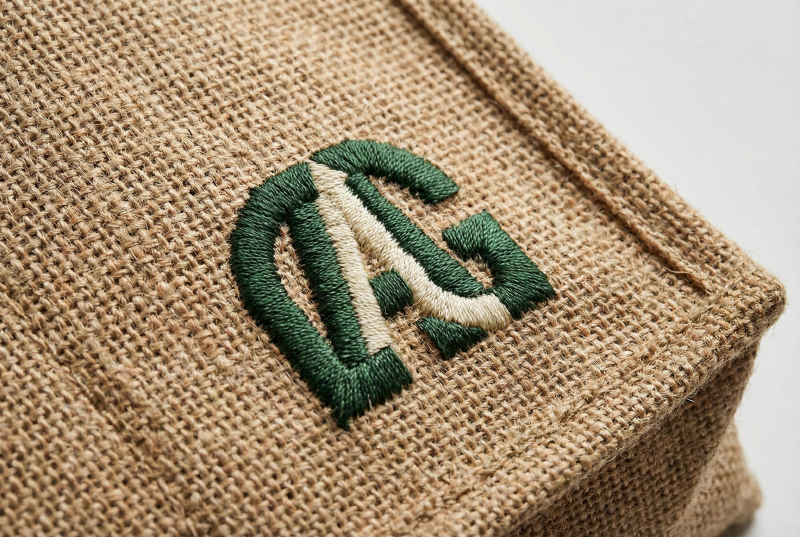 Embroidered-logo-on-jute-tote-bag