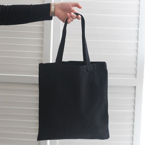 Plain Canvas Tote Bags-Black