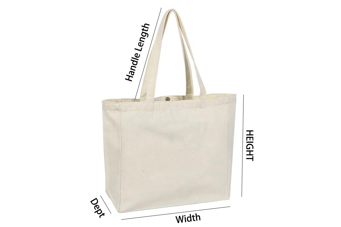 How to measure the size of a canvas tote bag