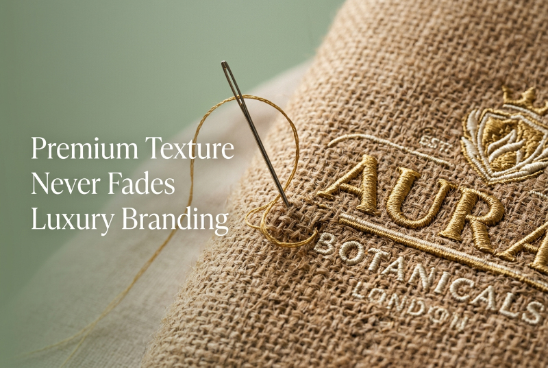 Jute-fabric-embroidery-logo-close-up-texture