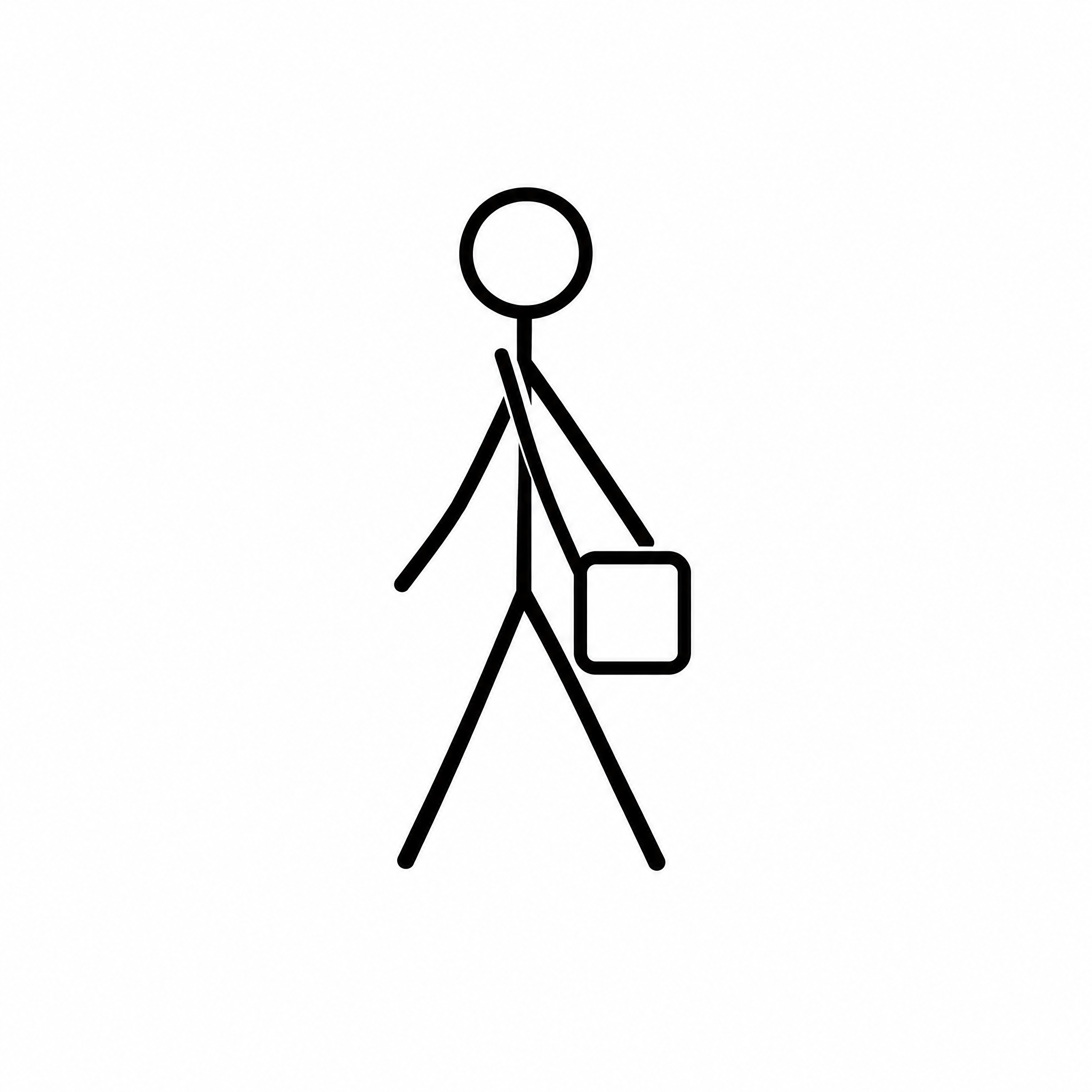 Stick figure wearing crossbody bag hands-free